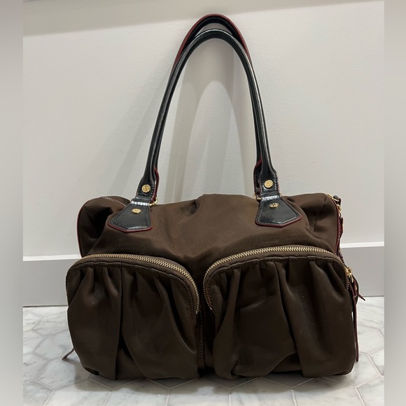 MZ Wallace Handbags - MZ Wallace Jane Tote Large Chocolate Brown Nylon Multi-Zip Leather Handles